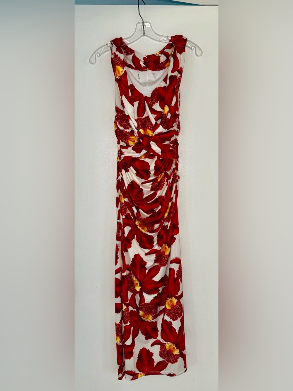Lanca Perfume Red Orchid Floral Maxi Dress size S - Picture 4 of 9